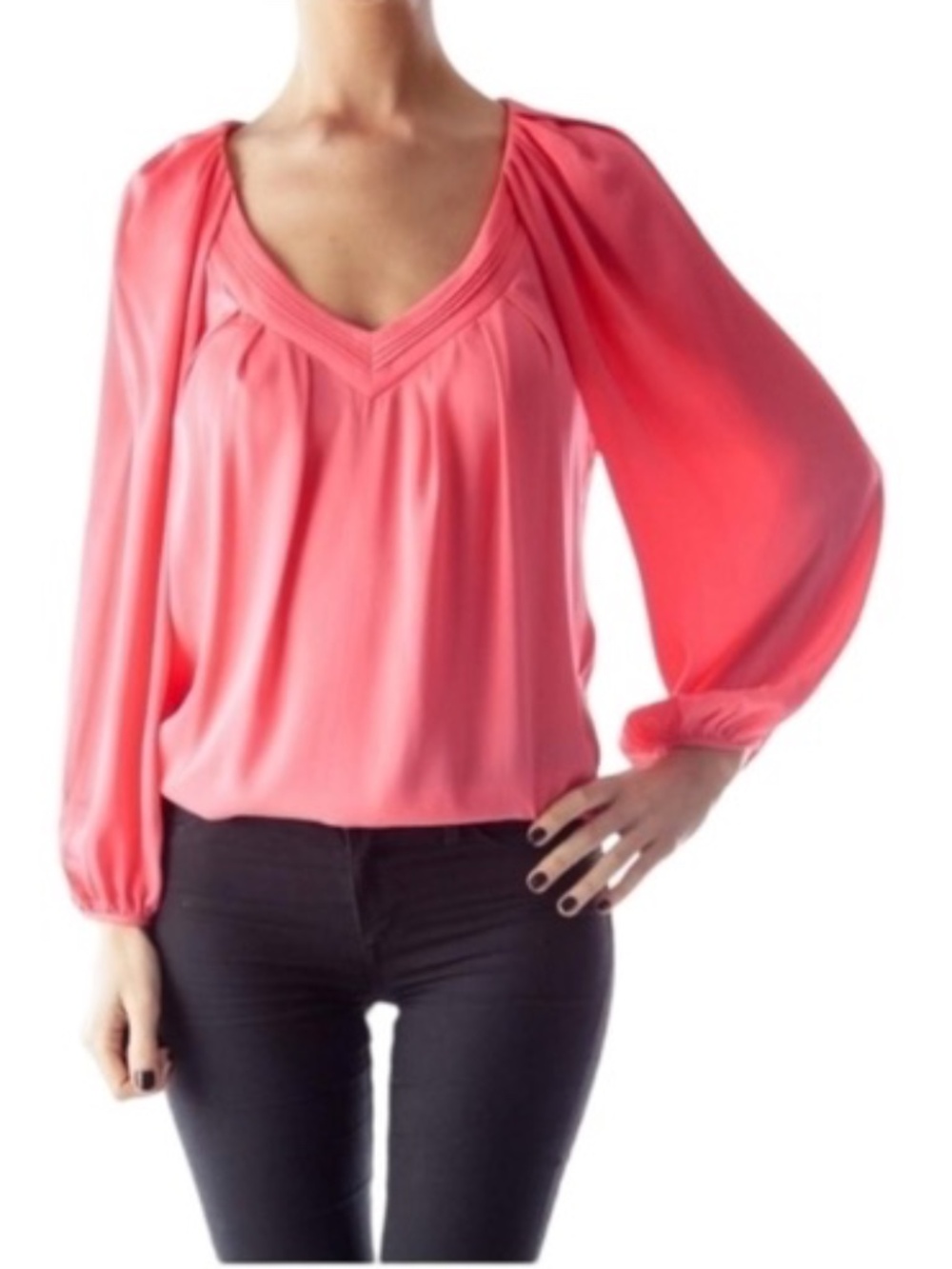 Diane Von Furstenberg DVF Cahill Blouse Top, Silk, Pink Size 4